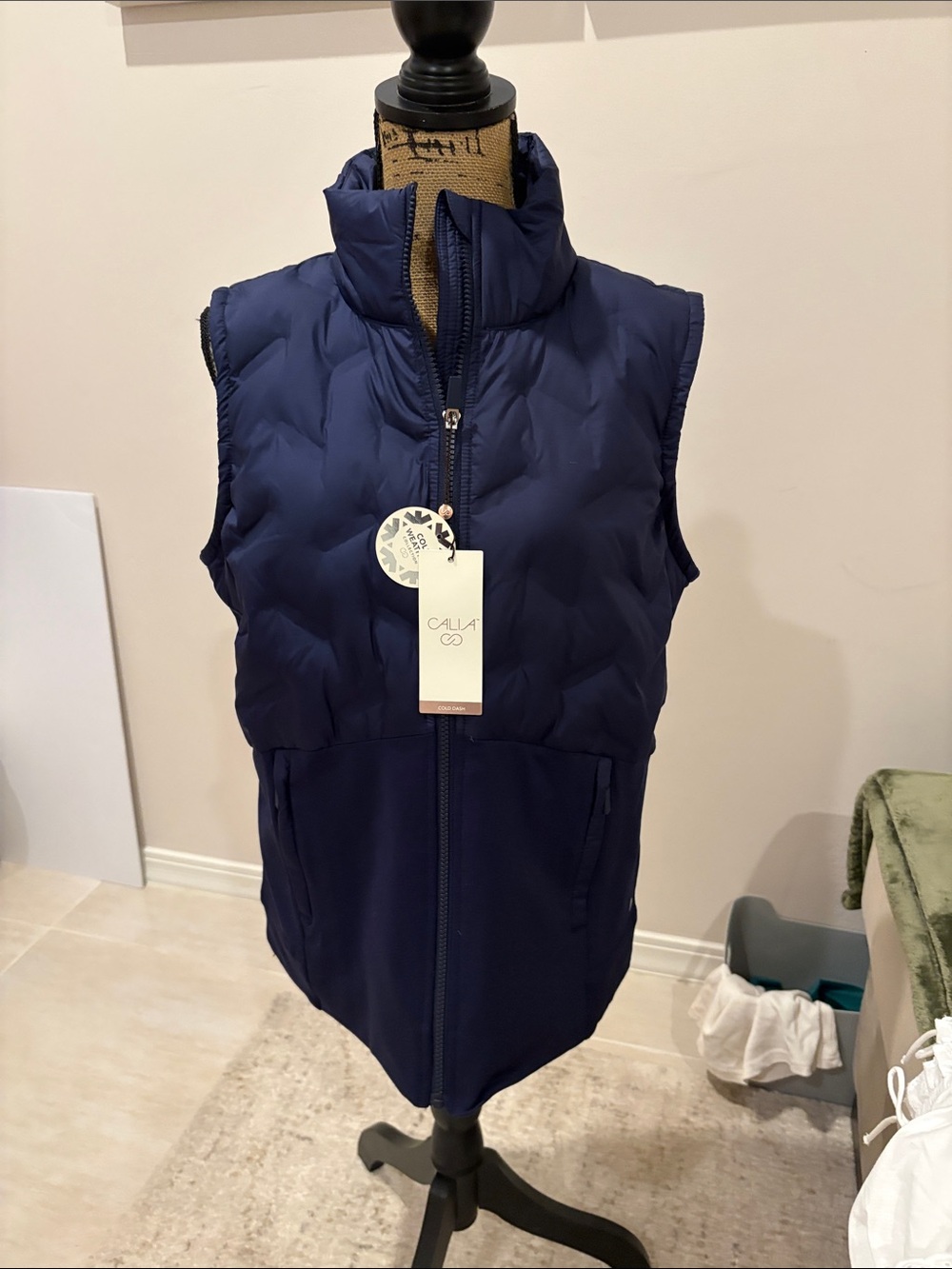 Calia Navy Quilted Sleeveless Puffer Vest for Women
